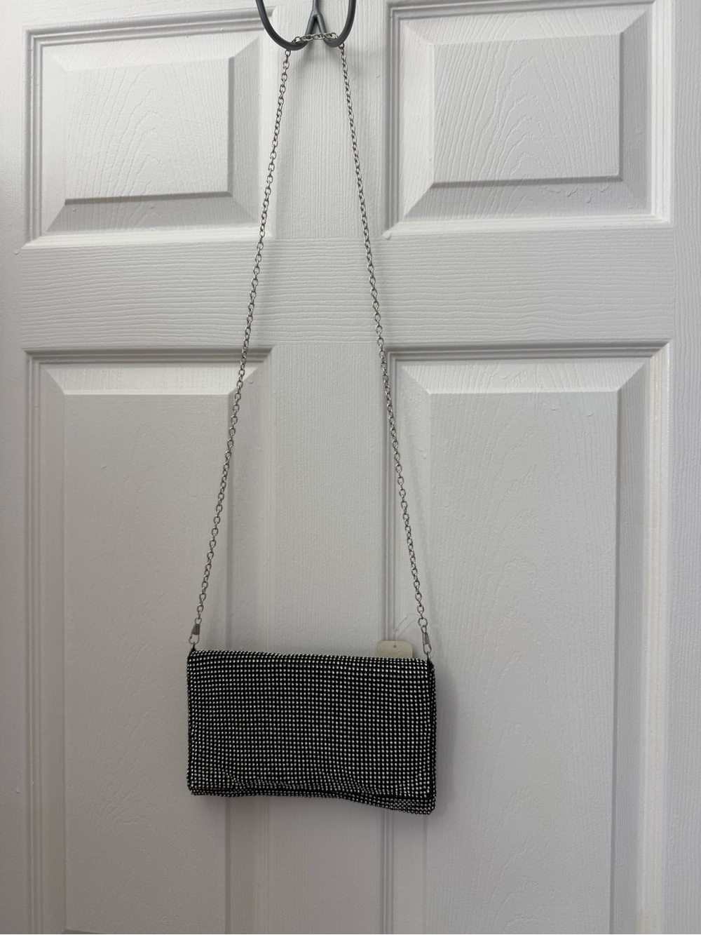 Black Rhinestone Chain Shoulder Bag